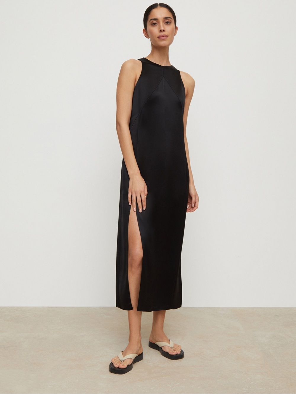 12 storeez black midi satin dress XXS